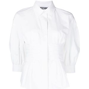 Moschino, Blouses & Shirts, Dames, Wit, M, Katoen, Stijlvolle Witte Top Upgrade