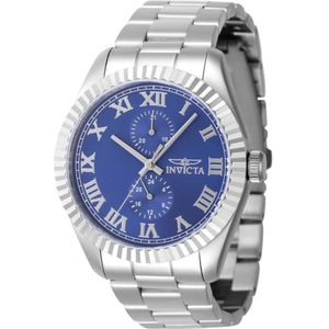 Invicta Watches, Accessoires, Heren, Grijs, ONE Size, Blauwe wijzerplaat kwarts horloge - Specialty Collection