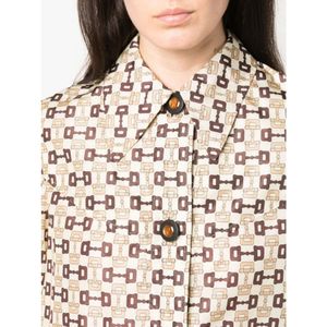 Gucci, Mantels, Dames, Beige, S, Nylon, Nylon Overjas met All-Over Print