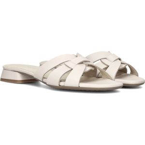 Lina Locchi, Schoenen, Dames, Beige, 36 EU, Leer, Witte Leren Knoop Slippers