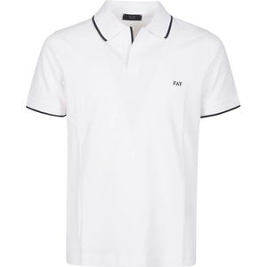 Fay, Stretch Country Club Polo Shirt Wit, Heren, Maat:L