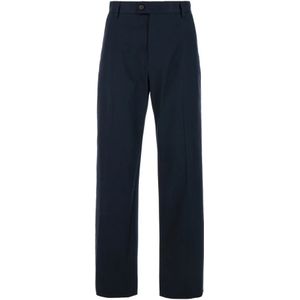 Alexander McQueen, Broeken, Heren, Blauw, S, Katoen, Getailleerde Rechte Broek Blauw Katoen