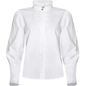 Busnel, Maira Blouse - Gouden Knoopdetail Wit, Dames, Maat:S