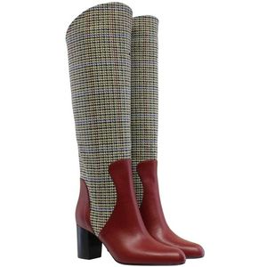 Ines De La Fressange Paris, Schoenen, Dames, Veelkleurig, 39 1/2 EU, Tweed, Rode Tweed Hoge Hak Laars