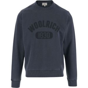 Woolrich, Sweatshirts & Hoodies, Heren, Blauw, L, Katoen, Sweatshirts Hoodies