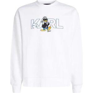 Karl Lagerfeld, Sweatshirts & Hoodies, Dames, Wit, L, Katoen, Geborduurde Sweater
