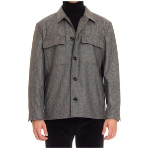 Lardini, Jassen, Heren, Grijs, L, Wol, Luxe Wol-Kasjmier Overshirt