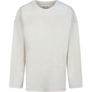 Maison Margiela, Tops, Dames, Wit, M, Katoen, Witte Sweaters voor een Stijlvolle Look
