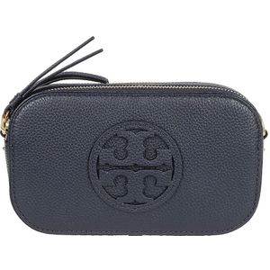 Tory Burch, Tassen, Dames, Blauw, ONE Size, Leer, Navy Mini Crossbody Tas