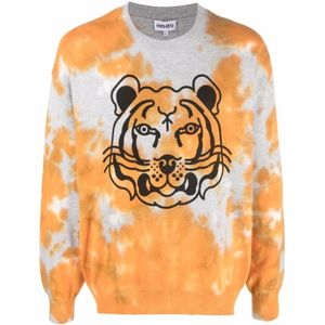 Kenzo, Tiger Tie-Dye Sweatshirt Oranje, Heren, Maat:M