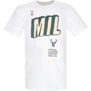 Nike, Tops, Heren, Wit, S, Katoen, Milwaukee Bucks NBA Tee