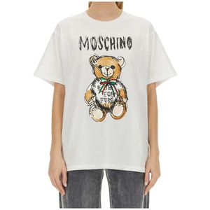 Moschino, Tops, Heren, Wit, S, Katoen, Witte Teddy Bear T-shirt