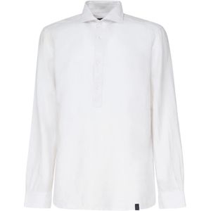 Fay, Overhemden, Heren, Wit, M, Katoen, Witte Polo Shirt Katoen Linnen Mix