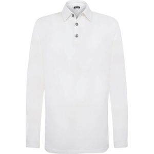 Kiton, Zachte Katoenen Polo Shirt met Lange Mouwen Wit, Heren, Maat:M