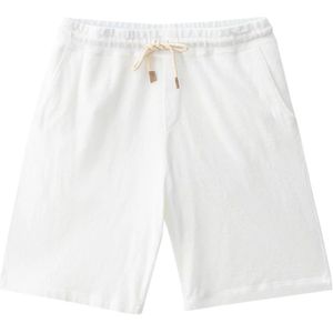 Gran Sasso, Korte broeken, Heren, Wit, L, Katoen, Witte Katoenen Bermuda Shorts