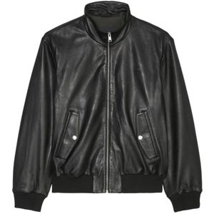 Marc O'Polo, Jassen, Heren, Zwart, XL, Katoen, Leren blouson