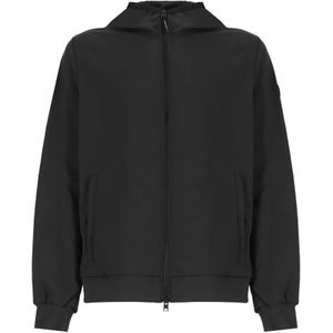 Woolrich, Sweatshirts & Hoodies, Heren, Zwart, S, Zwarte Hoodie met Logo Patch