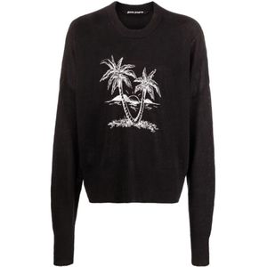 Palm Angels, Trainingsshirt, Zwarte Sweatshirt voor Stijl en Comfort Zwart, Heren, Maat:S