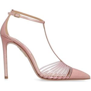 Aquazzura, Schoenen, Dames, Roze, 37 EU, Leren pumps met enkelband