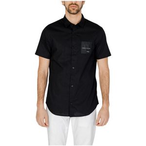 Armani Exchange, Overhemden, Heren, Zwart, XS, Katoen, Short Sleeve Shirts