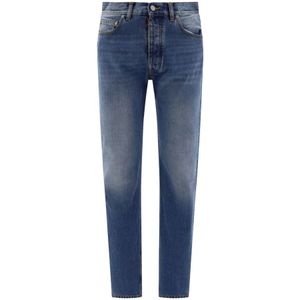 Maison Margiela, Jeans met geborduurd logo Blauw, Heren, Maat:W32