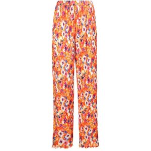 Msgm, Broeken, Dames, Oranje, XS, Polyester, Floral print wide trousers