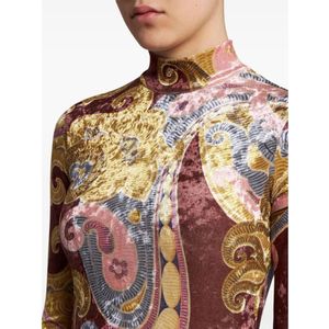 Etro, Tops, Dames, Veelkleurig, M, Chenille Texture Paisley Print Top