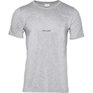 Saint Laurent, Tops, Heren, Grijs, M, Logo T-shirt Casual Mode