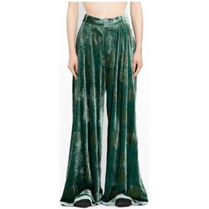 UMA Wang, Broeken, Dames, Veelkleurig, S, Groene Velvet Grafisch Logo Jacquard Broek