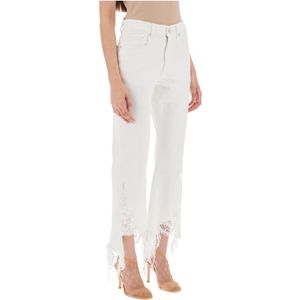 Stella McCartney, Flared Leg Destroyed Hem Jeans Wit, Dames, Maat:W26