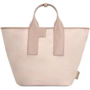 Furla, Tassen, Dames, Beige, ONE Size, Nylon, Nylon Tote met Leren Details