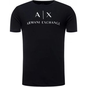 Armani Exchange, Tops, Heren, Blauw, 2Xl, Katoen, Print Logo Katoenen T-Shirt - Armani Exchange