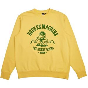 Deus Ex Machina, Sweatshirts & Hoodies, Heren, Geel, L, Katoen, Geel Groene Box Fit Crew Sweater