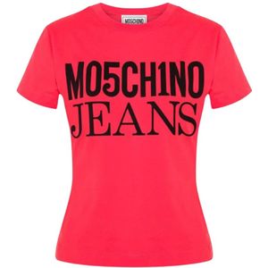 Moschino, Tops, Dames, Rood, M, Korte Mouw Mode T-Shirt