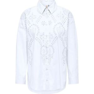 Only, Blouses & Shirts, Dames, Wit, M, Katoen, Witte Shirt met Engels Broderie Detail