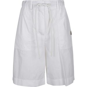 Moncler, Korte broeken, Dames, Wit, S, Stijlvolle Lange Shorts voor Vrouwen