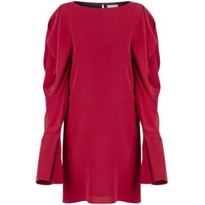 Nina Ricci, Kleedjes, Dames, Rood, 2Xl, Roze Gerimpelde Mouw Mini Jurk