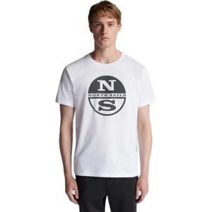 North Sails, Tops, Heren, Wit, M, Katoen, Organisch T-shirt met ronde hals en korte mouwen