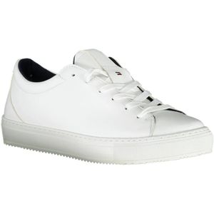 Tommy Hilfiger, Schoenen, Dames, Wit, 39 EU, Witte Synthetische Sneaker met Veters en Logo