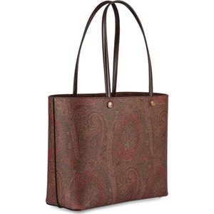 Etro, Tassen, Dames, Bruin, ONE Size, Leer, Paisley Jacquard Tote met leren handvatten