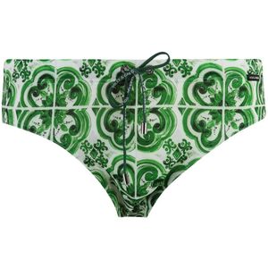 Dolce & Gabbana, Badkleding, Heren, Veelkleurig, M, Polyester, Majolica Print Bikini Hipster