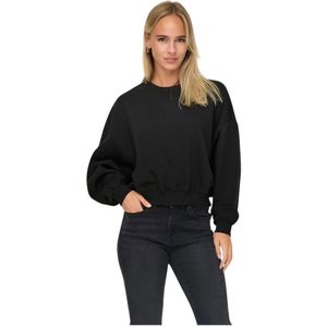 Only, Sweatshirts & Hoodies, Dames, Zwart, XS, Lange mouw ronde hals trui vrouwen