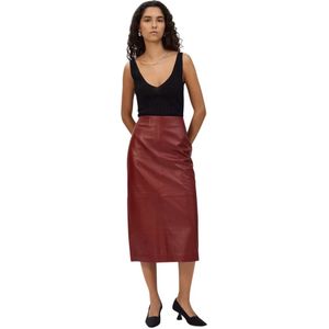 IVY Oak, Lexie Leren Rok Rood, Dames, Maat:M