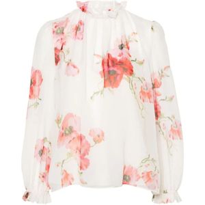 Zimmermann, Blouses & Shirts, Dames, Veelkleurig, M, Katoen, Bloemen Billow Shirt