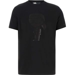 Karl Lagerfeld, Tops, Heren, Zwart, S, Katoen, Zwart Logo T-Shirt