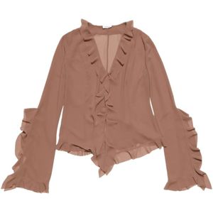 Acne Studios, Rode Ruches Blouse Roze, Dames, Maat:S