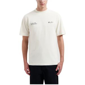 Olaf Hussein, Tops, Heren, Beige, L, Dual Logo T-shirt