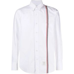 Thom Browne, Overhemden, Heren, Wit, L, Katoen, Witte Oxford Katoenen Overhemd met Tricolor Detail