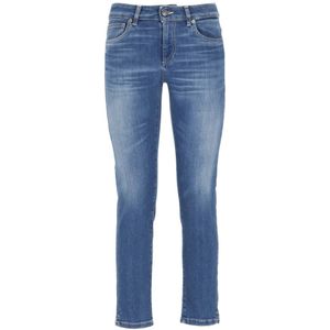 Dondup, Jeans, Dames, Blauw, W30, Katoen, Blauwe Katoenen Broek Vrouw Riemlussen