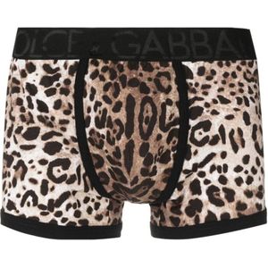 Dolce & Gabbana, Ondergoed, Heren, Bruin, 2Xl, Katoen, Boxershort met dierenprint